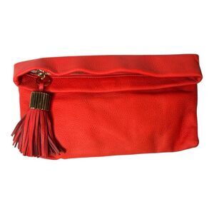 India Hicks Carmen Leather Clutch In Flamingo.